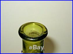 Vintage MID Century Empoli Olive Green Bubble Glass Genie Bottle Decanter 22
