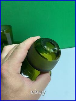 Vintage MID Century Green Art Glass Decanter + Stopper Super Rare