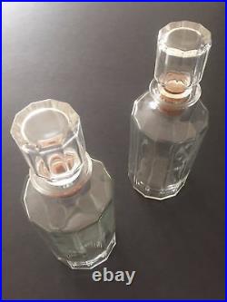 Vintage MID Century Modernist Bormioli Faceted Glass Decanter Bottels Set Of 2