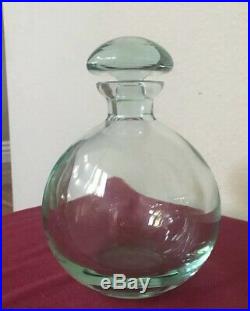 Vintage MOSER Czech Bulb Round Decanter Green Glass Port Brandy Whiskey 8