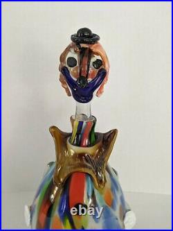 Vintage MURANO ART GLASS CLOWN decanter multicolor CLEAN
