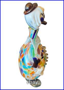 Vintage MURANO ART GLASS CLOWN decanter multicolor Smiling Puffy 11 Inches