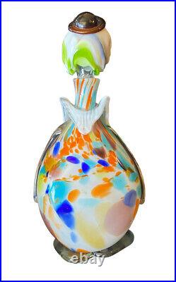 Vintage MURANO ART GLASS CLOWN decanter multicolor Smiling Puffy 11 Inches