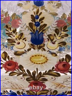 Vintage Made in Germany Hand-painted Glass bottle with a Peace Dove Flower motif