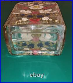 Vintage Made in Germany Hand-painted Glass bottle with a Peace Dove Flower motif