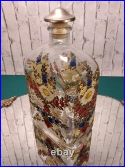 Vintage Made in Germany Hand-painted Glass bottle with a Peace Dove Flower motif