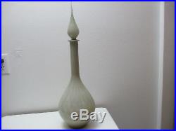 Vintage Made in Italy Glass Decanter Genie Bottle Diamond Optic Taupe 23 Tall
