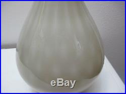 Vintage Made in Italy Glass Decanter Genie Bottle Diamond Optic Taupe 23 Tall