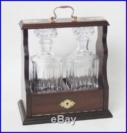 Vintage Mahogany Tantalus and A Pair of Crystal Glass Spirit Decanters PL4454
