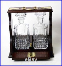 Vintage Mahogany Tantalus and A Pair of Crystal Glass Spirit Decanters PL4454
