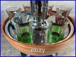 Vintage Marbled Bowling Ball Decanter Set 6 Shot Glasses MCM Barware- (READ)