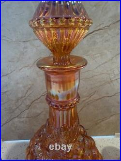 Vintage Marigold Grape Pattern Carnival Glass Decanter Set