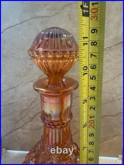 Vintage Marigold Grape Pattern Carnival Glass Decanter Set