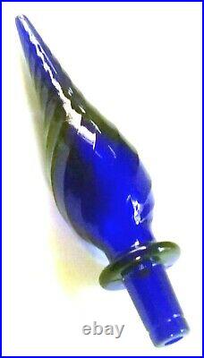 Vintage Mcm Italian Empoli Cobalt Blue Twist Genie Bottle Decanter Vase