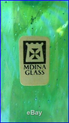 Vintage Mdina Art Glass Decanter Bottle Original Tag Stickers Numbered