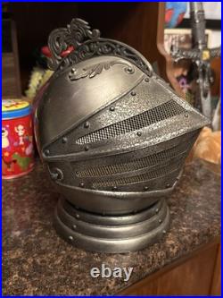 Vintage Medieval Knights Helmet Decanter Shot Glass Bar Complete Set