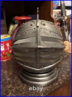 Vintage Medieval Knights Helmet Decanter Shot Glass Bar Complete Set