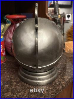 Vintage Medieval Knights Helmet Decanter Shot Glass Bar Complete Set