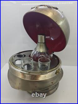 Vintage Medieval Knights Helmet Decanter Shot Glass Bar Set Missing One Glass