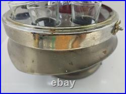 Vintage Medieval Knights Helmet Decanter Shot Glass Bar Set Missing One Glass