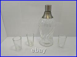 Vintage Medieval Knights Helmet Decanter Shot Glass Bar Set Missing One Glass