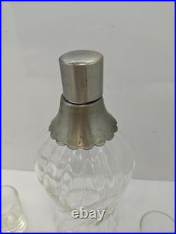 Vintage Medieval Knights Helmet Decanter Shot Glass Bar Set Missing One Glass