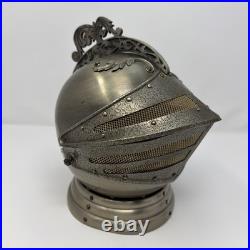Vintage Medieval Knights Helmet Decanter Shot Glass Holder Bar Set