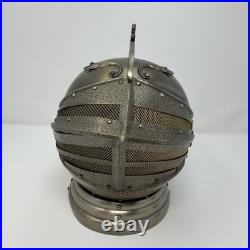Vintage Medieval Knights Helmet Decanter Shot Glass Holder Bar Set