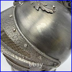 Vintage Medieval Knights Helmet Decanter Shot Glass Holder Bar Set