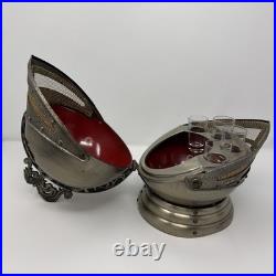 Vintage Medieval Knights Helmet Decanter Shot Glass Holder Bar Set