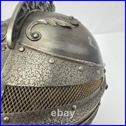 Vintage Medieval Knights Helmet Decanter Shot Glass Holder Bar Set