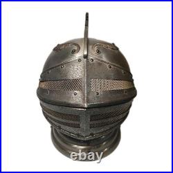 Vintage Medieval Knights Musical Helmet Decanter Shot Glass Holder Bar Set