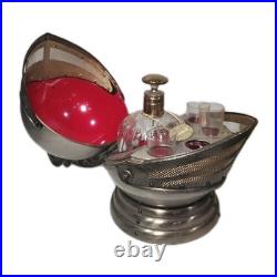 Vintage Medieval Knights Musical Helmet Decanter Shot Glass Holder Bar Set