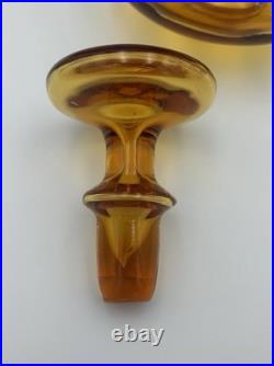 Vintage Mid Century Amber Glass Decanter With Stopper