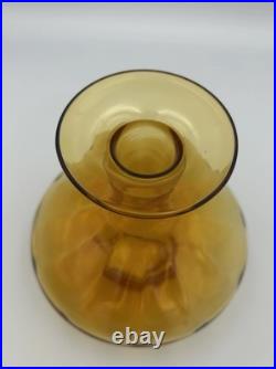 Vintage Mid Century Amber Glass Decanter With Stopper