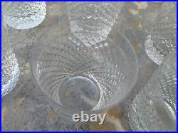 Vintage Mid Century Baccarat Crystal Decanter Tumbler Set Diamond Pattern