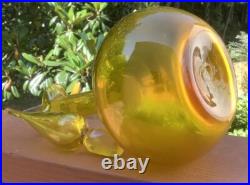 Vintage Mid Century Blenko Art Glass Decanter & Flame Stopper #37-Jonquil-GLOWS Vintage Mid Century Blenko Art Glass Decanter & Flame Stopper #37-Jonquil-GLOWS
