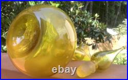 Vintage Mid Century Blenko Art Glass Decanter & Flame Stopper #37-Jonquil-GLOWS