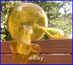 Vintage Mid Century Blenko Art Glass Decanter & Flame Stopper #37-Jonquil-GLOWS