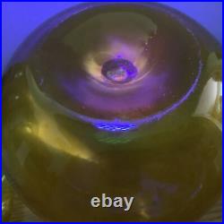 Vintage Mid Century Blenko Art Glass Decanter & Flame Stopper #37-Jonquil-GLOWS