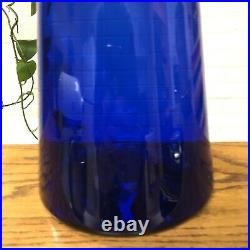 Vintage Mid Century Cobalt Blue MCM Genie Bottle 25 Empoli Italy Glass Decanter
