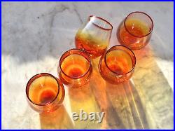 Vintage Mid Century Cordial Shot glasses Set Glass Aperitif Hand Blown
