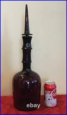 Vintage Mid-Century Empoli Purple Amethyst Italy Glass Genie Bottle Decanter 21