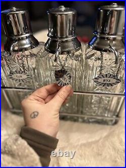 Vintage Mid Century Glass Decanters/bar Set With Chrome Metal Case