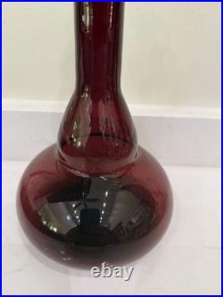 Vintage Mid-Century Handblown Amethyst Purple Glass Decanter with Stopper