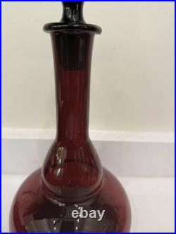 Vintage Mid-Century Handblown Amethyst Purple Glass Decanter with Stopper