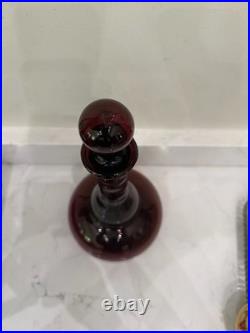 Vintage Mid-Century Handblown Amethyst Purple Glass Decanter with Stopper