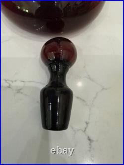 Vintage Mid-Century Handblown Amethyst Purple Glass Decanter with Stopper