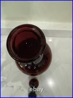 Vintage Mid-Century Handblown Amethyst Purple Glass Decanter with Stopper