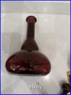 Vintage Mid-Century Handblown Amethyst Purple Glass Decanter with Stopper